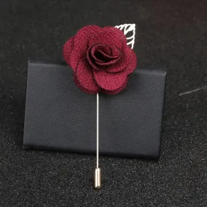 Handgefertigte Stoff Rose Reversnadel Brosche für Herren Anzug Accessoire elegante Blumen Schmuck.