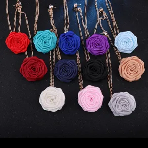 Handgemachte Stoffrosen Brosche mit Quasten Kette, koreanischer Stil Hochzeitsanzug Accessoire.