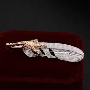 Silver Feather Eagle Claw Brooch for Men Women Suit Coat Pin Fashion Lapel Suit Jewelry