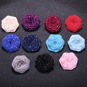 Handgemachte Stoff Rosen Brosche bunte Band Blumen DIY Anzug Zubehör für Damen und Herren