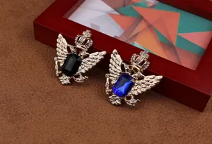 Antike goldene Doppeladler Brosche mit Krone und funkelnden Strasssteinen Herren.