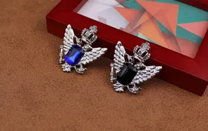 Vintage Kristall Krone Doppeladler Brosche Herren Hemd Kragen Anstecknadel Schmuck.