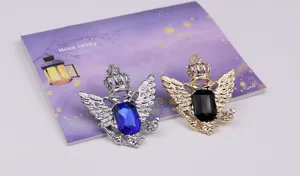 Vintage Krone Doppeladler Brosche Herren Hemd Kragen Pin Kristall Strass Modeschmuck