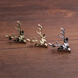 Retro deer head metal brooch pins collar pins for men shirt suit accessories set collection