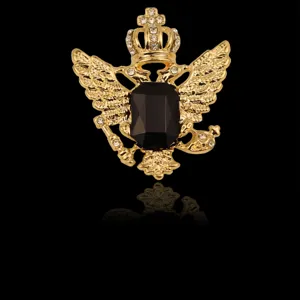 Vintage Legierung Krone Doppeladler Brosche Für Herren Palast Stil Strass Anzug Hemd Kragen Anstecknadel Schmuck Zubehör