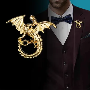 Vintage Dragon Brooch Pin Alloy Electroplated Zodiac Dragon Breastpin Suit Scarf Buckle Accessory Men Women Jewelry Gift