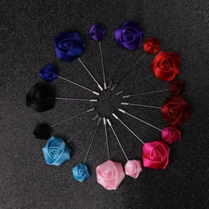 Handgemachte Stoff Rose Revers Anstecknadel Detail, elegante Anzug Brosche für Mode Accessoire.