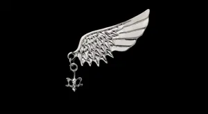 Broche de ala de ángel plateada estilo gótico alfiler metal traje suéter accesorio detalle
