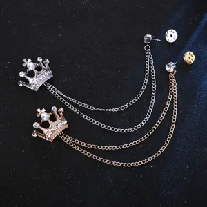Luxus Strass Krone Herren Brosche Anzug Kette Pin Vintage Korsage Detailansicht