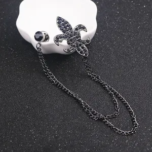 Elegante spilla da risvolto catena giglio strass vintage uomo dettaglio accessorio