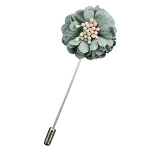 Broche fleur en tissu avec longue tige en métal, accessoire de pull style forêt.