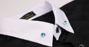 Exquisites Strass Hemd Kragennadel Detail, glänzende blaue Kristall Brosche für Anzüge.