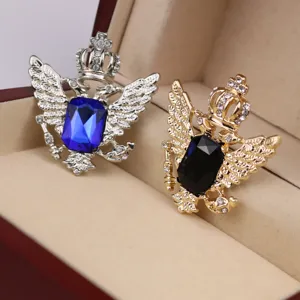 Kristall Krone Doppeladler Brosche Vintage Strass Anzug Kragen Nadel Anstecknadel Schmuck