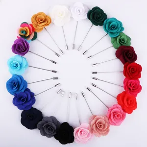 Koreanische Mode Stoff Kamelie Blume Lange Nadel Revers Nadel Brosche Handgemachte Rose Boutonniere Für Männer Anzug Hochzeit Bankett Luxus Kleid Zubehör