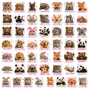 Detailansicht süße Tiere wasserdichte Sticker Set, ästhetische Tagebuch Dekoration Artikel.