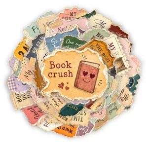 Adesivi trasparenti in PET in stile vintage a tema lettura di libri per lo scrapbooking.