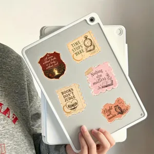 Adesivi per libri in PET trasparente letterari vintage per diari e custodie per tablet.