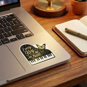 Adesivo pianoforte farfalla estetico impermeabile in vinile per laptop decorazione