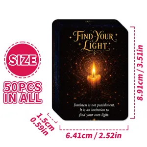 50pcs healing oracle cards set with starry candle design for spiritual guidance and tarot games.