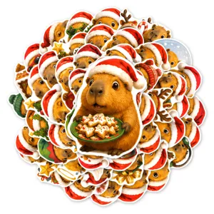 Christmas capybaras waterproof stickers cute animal holiday planner decor decal pack set