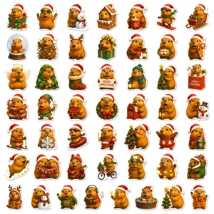 Christmas capybara stickers set cute waterproof decorative planner decals festive animal art