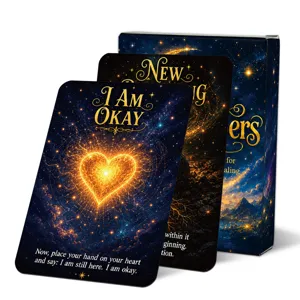 Starry healing oracle cards set, 50 spiritual guidance cards for mindfulness and meditation.