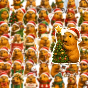 Christmas capybara waterproof stickers cute festive decal set for journal diary decor
