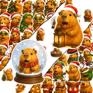 Christmas capybara stickers waterproof cute holiday decoration DIY planner crafts set