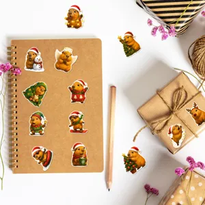 Christmas Capybara Stickers Waterproof Cute Cartoon Decals for Journaling Diary Crafts Decor