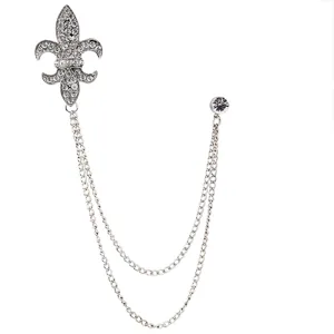 Uomo vintage strass fiordaliso catena spilla colletto giacca abito revers distintivo gioiello