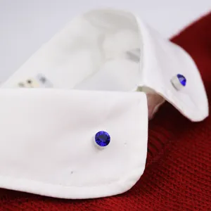 Eingebettete blaue Strass Rebroche minimalistische Mini Brosche für Hemd Kragen Anzug