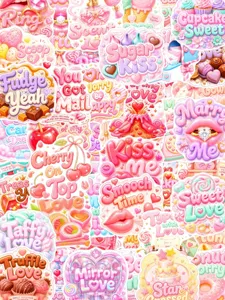 50pcs sweet candy heart waterproof stickers aesthetic decorative decal set for diary luggage