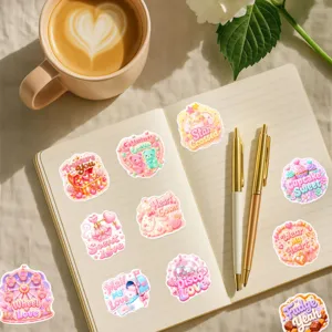 Cute sweet heart waterproof stickers set, aesthetic journal stationery decoration for diary.