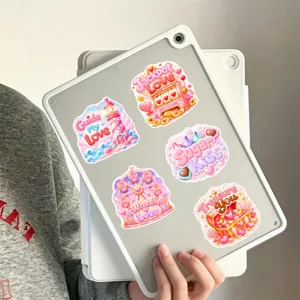 Cute pink candy aesthetic waterproof stickers for journaling, luggage, and laptop decoration.