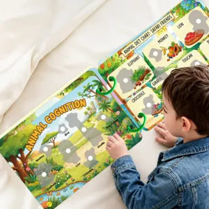 Children early education quiet book animal cognition busy book DIY velcro sticker toy for kids