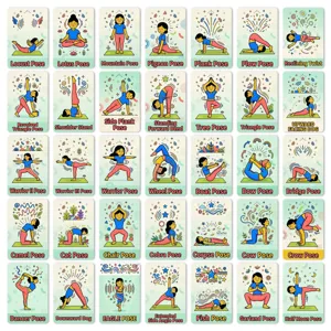 36Stk Cartoon Yoga Posen Lernkarten für Kinder Anfänger Fitness Übung Flexibilität.