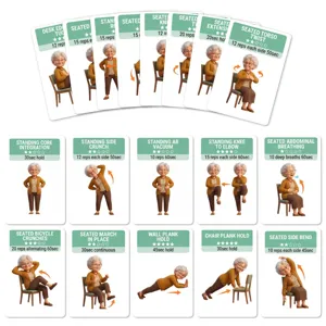 Cartas de instrucciones de ejercicios de core para mayores, guia de fitness.