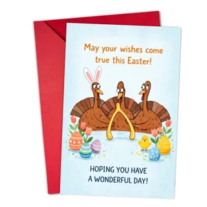 Biglietto di auguri di Pasqua con simpatico design di tacchino, interno vuoto, festa