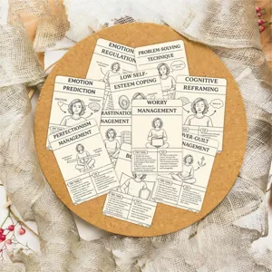 Vintage Emotionsmanagement Karten Set, psychologische Bewältigungswerkzeuge und Selbstheilungskarten.