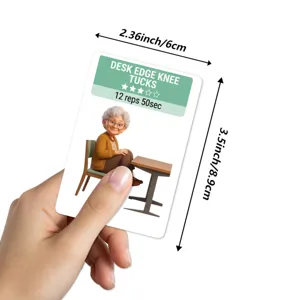 Tarjeta de enseñanza de ejercicio central para personas mayores rodillas escritorio
