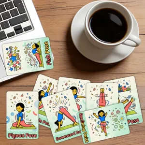 Lustige Yoga-Karten mit Cartoon-Motiven zum Lernen und Körpertraining, süße Lernkarten.