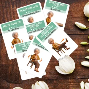 Tarjetas de instrucciones de ejercicios básicos para personas mayores, set de fitness.