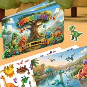 Children dinosaur busy book reusable sticker quiet book interactive educational toy for kids.