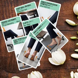 Jeu de cartes d'exercices pour la circulation des jambes et la santé des chevilles.