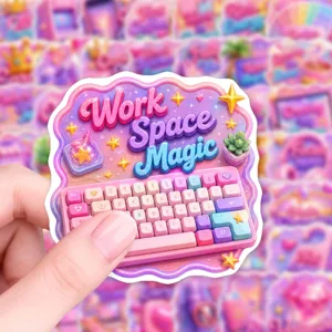 Carino adesivo impermeabile per tastiera rosa viola motivazionale per diario e scrivania.