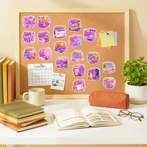 Set di adesivi impermeabili motivazionali estetici rosa, simpatici adesivi in vinile per computer portatile.