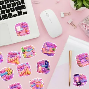 Set di adesivi impermeabili rosa motivazionali con citazioni ispiratrici per la decorazione.