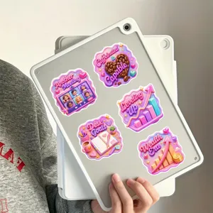 Adesivi inglesi motivazionali rosa decalcomanie decorative impermeabili per donne 50 pz