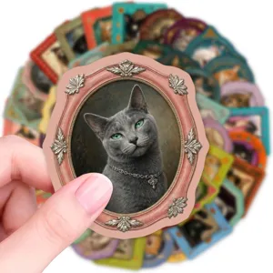 Vintage Katzen Fotorahmen Aufkleber wasserdicht niedlich DIY Scrapbook Sticker 50 Stk