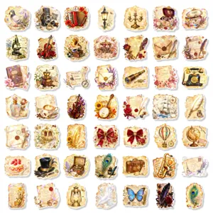Lot d'autocollants retro europeens vintage pour decoration de journal et lettres antiques.